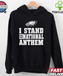 The **Official Philadelphia Eagles I Stand for the National Anthem T-Shirt** showcases patriotism and team pride with a bold design. Perfect for Eagles fans who want to express their support for both their team and the nation during game days or any occasion.