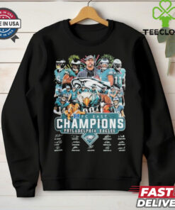 Official Philadelphia Eagles NFC East Champions 2023 2024 NFL Coach Mascot Signature Shirts