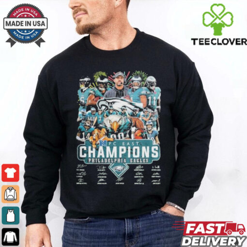 Official Philadelphia Eagles NFC East Champions 2023 2024 NFL Coach Mascot Signature Shirts