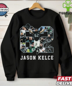 The **Official Philadelphia Eagles NFL 62 Jason Kelce 7X Pro Bowls 2025 Signature T-Shirt** celebrates Jason Kelce's incredible achievement of being a 7-time Pro Bowl player. Featuring his signature, jersey number, and team pride, this shirt is a must-have for Eagles fans honoring one of their greatest players!