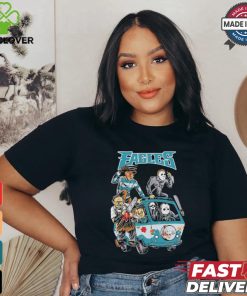 Official Philadelphia Eagles NFL Horror Characters Movie Hippie Halloween Shirt