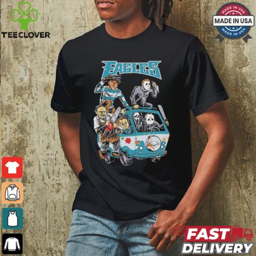Official Philadelphia Eagles NFL Horror Characters Movie Hippie Halloween Shirt