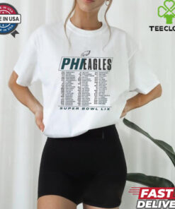 Official Philadelphia Eagles Super Bowl LIX Roster 26 Saquon Barkley 4 Jake Elliott 27 Quinyon Mitchell 53 Zack Baun t shirt