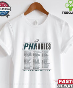 Official Philadelphia Eagles Super Bowl LIX Roster 26 Saquon Barkley 4 Jake Elliott 27 Quinyon Mitchell 53 Zack Baun t shirt
