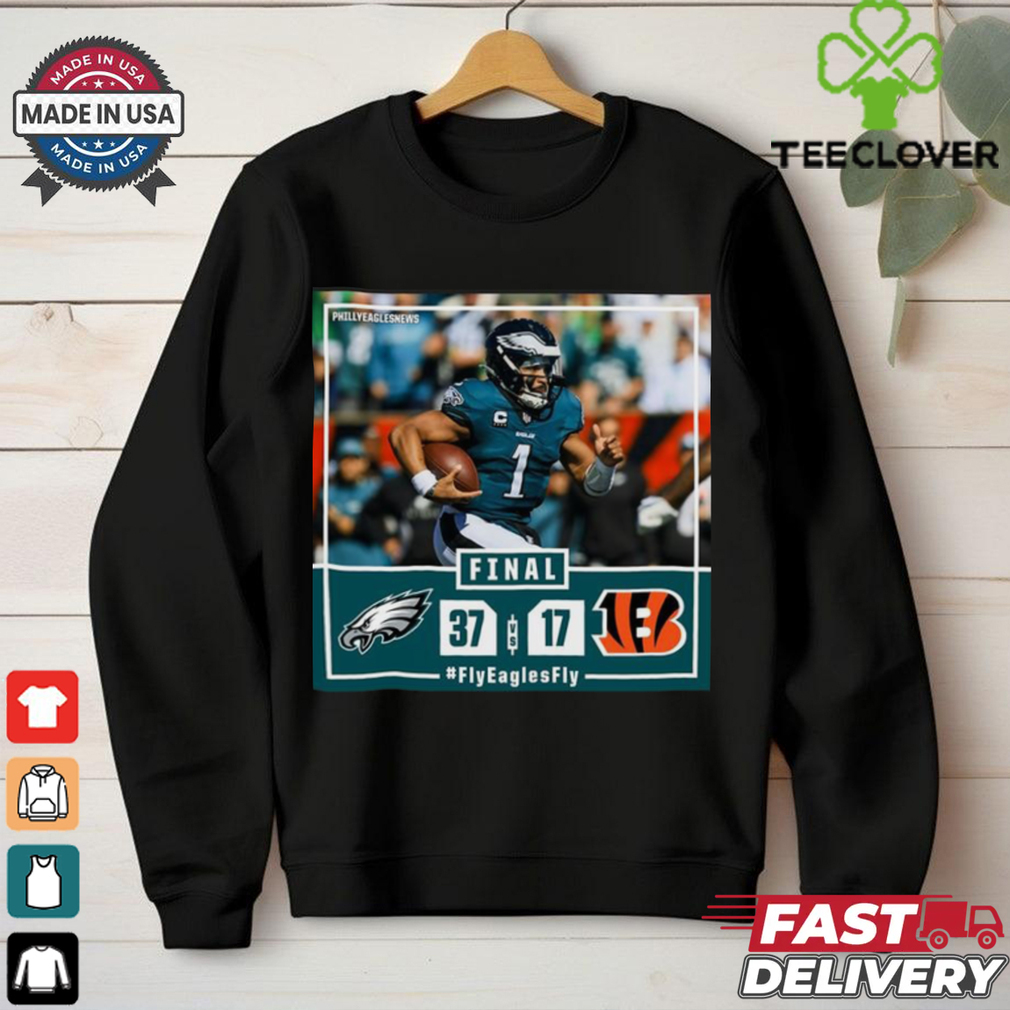 Official Philadelphia Eagles Win 37 17 Cincinnati Bengals NFL Finals Score Shirt Official Philadelphia Eagles Win 37 17 Cincinnati Bengals NFL Finals Score Shirt