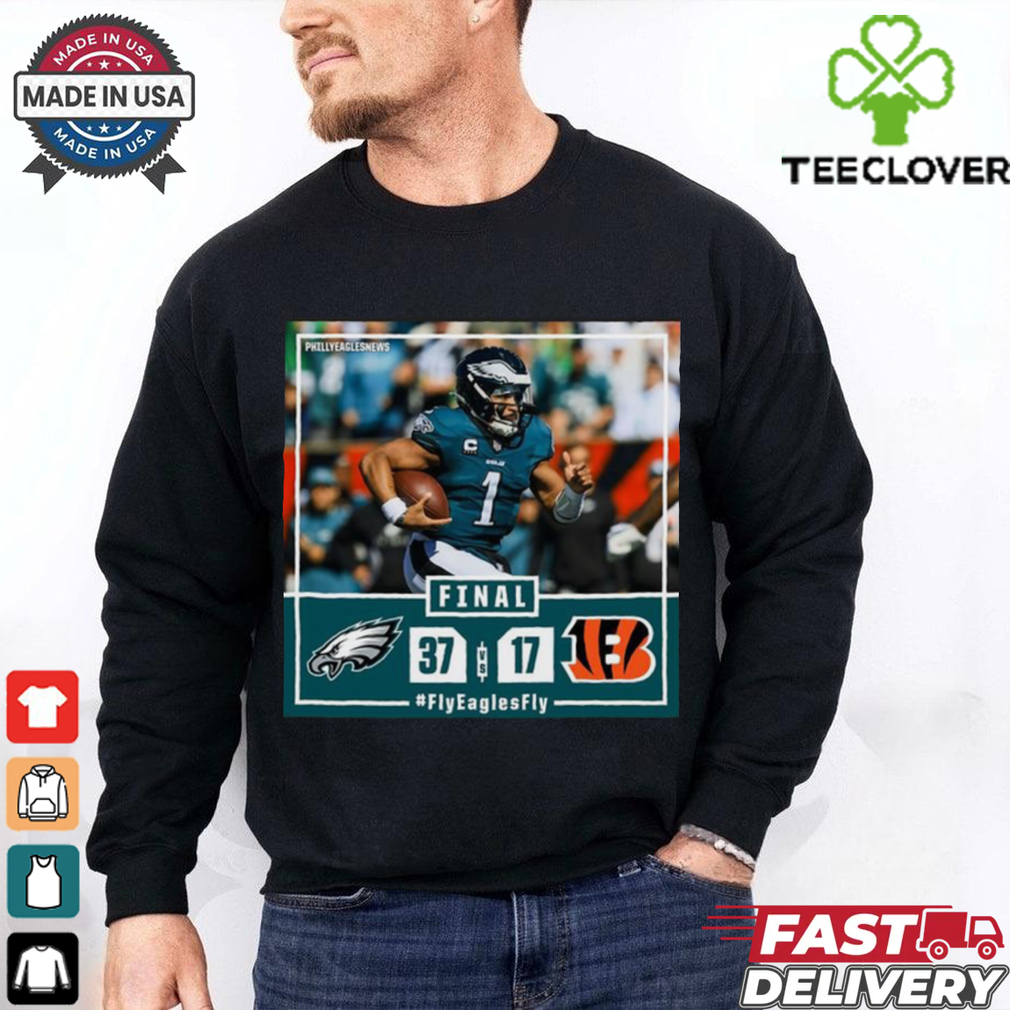 Official Philadelphia Eagles Win 37 17 Cincinnati Bengals NFL Finals Score Shirt Official Philadelphia Eagles Win 37 17 Cincinnati Bengals NFL Finals Score Shirt
