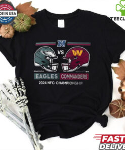 Official Philadelphia Eagles vs Washington Commanders NFL Football 2024 NFC Championship Conference Matchup Helmet t shirt