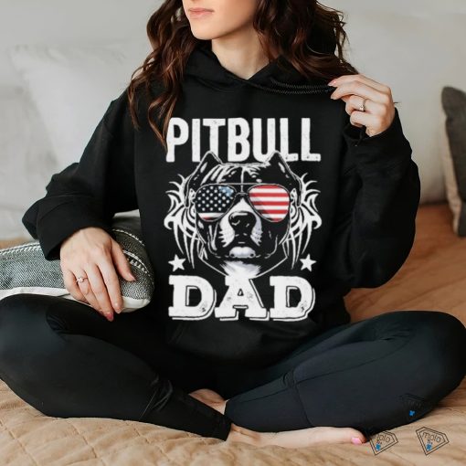 Official Pitbull Dad USA Flag T Shirt