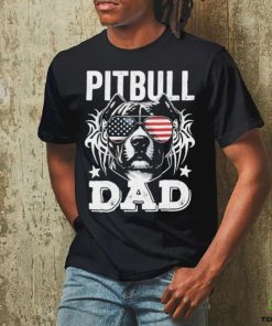 Official Pitbull Dad USA Flag T Shirt