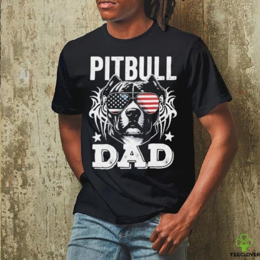 Official Pitbull Dad USA Flag T Shirt