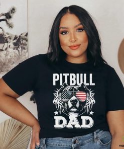 Official Pitbull Dad USA Flag T Shirt