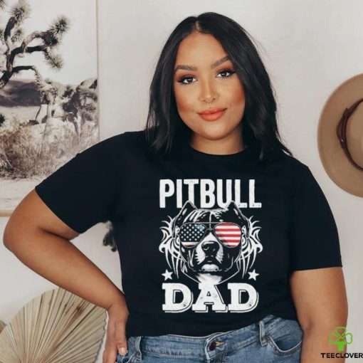 Official Pitbull Dad USA Flag T Shirt