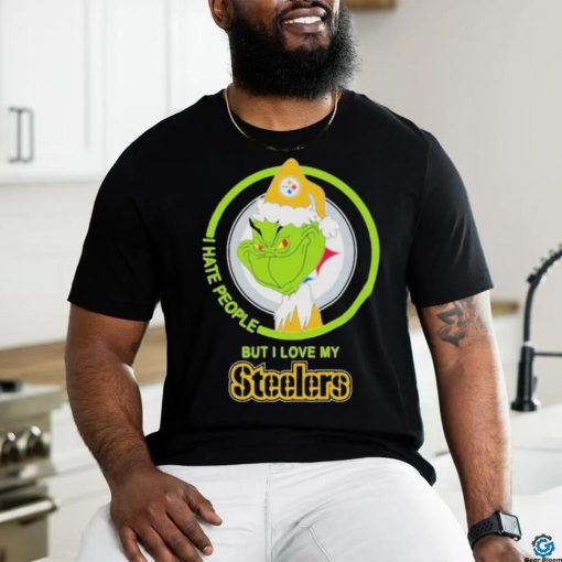 Official Pittsburgh Steelers NFL Christmas Grinch I Hate People But I Love My Favorite Football Team Shirt