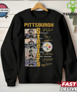 Official Pittsburgh Steelers NFL Players Signatures 2025 Shirt with a commemorative design featuring player signatures, perfect for Steelers fans celebrating the 2025 season.
