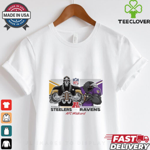 Official Pittsburgh Steelers Vs Baltimore Ravens Football AFC Wild Card Matchups NFL Football Playoffs Mascot Eric Poole Painting t shirt