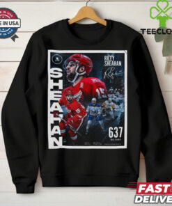 Official Poster Riley Sheahan Red Wings NHL 2024 637 Regular Season Games Signature t hoodie, sweater, longsleeve, shirt v-neck, t-shirt