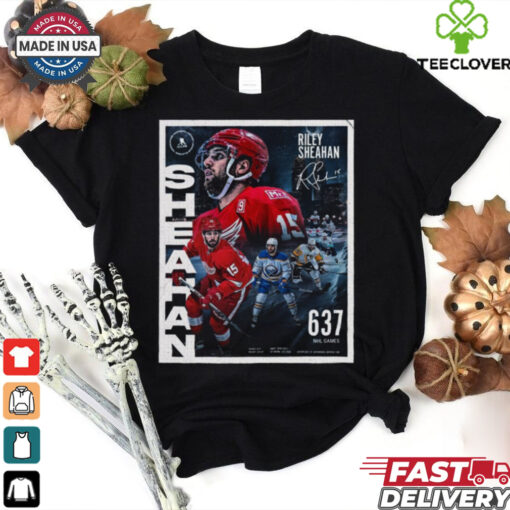 Official Poster Riley Sheahan Red Wings NHL 2024 637 Regular Season Games Signature t hoodie, sweater, longsleeve, shirt v-neck, t-shirt