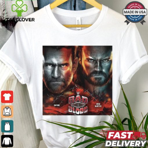 Official Poster WWE Bad Blood SummerSlam 2024 CM Punk vs Drew McIntyre t shirt