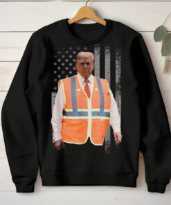 Official President Trump garbage truck truck worker vest usa flag maga 2025 T shirt