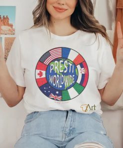 Official Presti Worldwide The Uncontested Podcast Flag T shirt