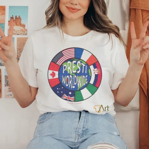 Official Presti Worldwide The Uncontested Podcast Flag T shirt
