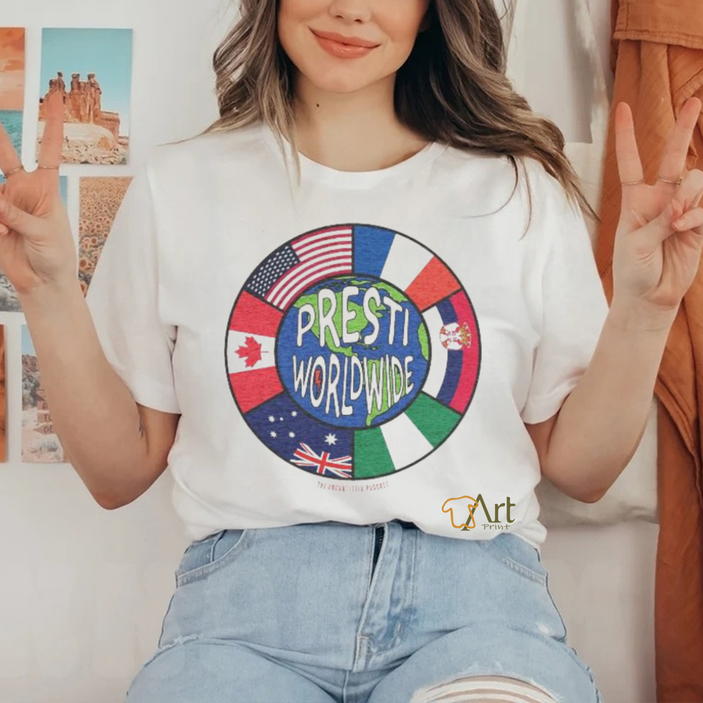 Official Presti Worldwide The Uncontested Podcast Flag T shirt Official Presti Worldwide The Uncontested Podcast Flag T shirt