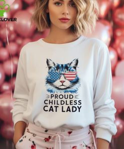 Official Proud childless cat lady usa flag democrat liberal T hoodie, sweater, longsleeve, shirt v-neck, t-shirt