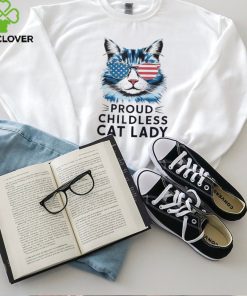 Official Proud childless cat lady usa flag democrat liberal T hoodie, sweater, longsleeve, shirt v-neck, t-shirt