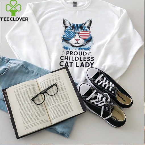 Official Proud childless cat lady usa flag democrat liberal T hoodie, sweater, longsleeve, shirt v-neck, t-shirt