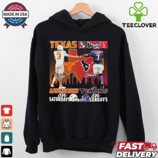 Official Quinn Ewers Texas Longhorns On Saturdays X CJ Stroud Houston Texans On Sundays Shirt