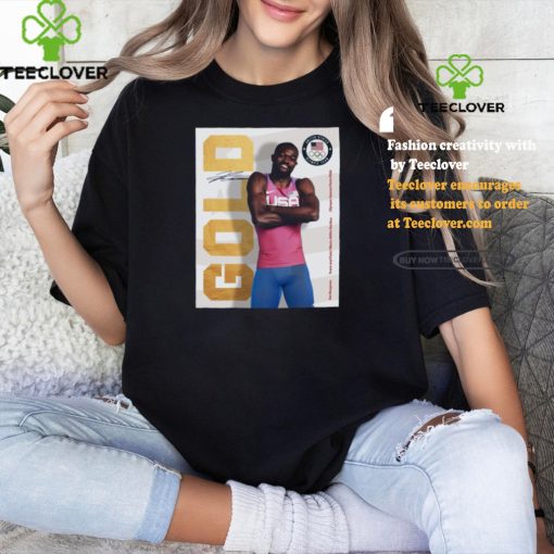 Official Rai Benjamin Team USA Gold Medal Men’s 400m Hurdles Olympic Games Paris 2024 Signature Poster t shirt