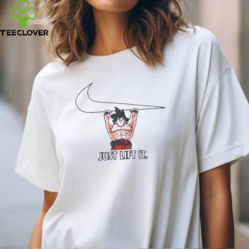 Official Rare nike logo goku just lift it shirt