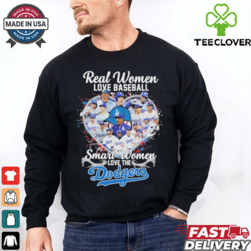 Official Real Women Love Baseball Smart Women Love The Los Angeles Dodgers Player Heart shirt
