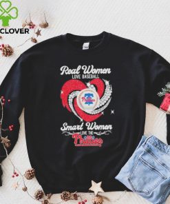 Official Real Women Love Baseball Smart Women Love The Phillies Diamond Heart 2023 Shirt