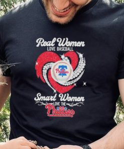 Official Real Women Love Baseball Smart Women Love The Phillies Diamond Heart 2023 Shirt