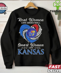 Official Real Women Love Basketball Smart Women Love Kansas Jayhawks Diamond Heart 2024 Shirt