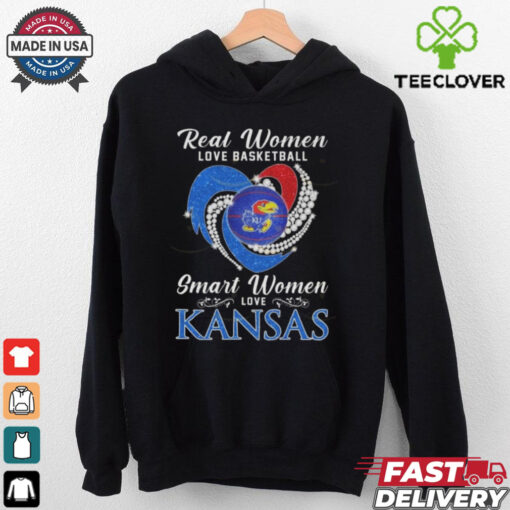Official Real Women Love Basketball Smart Women Love Kansas Jayhawks Diamond Heart 2024 Shirt