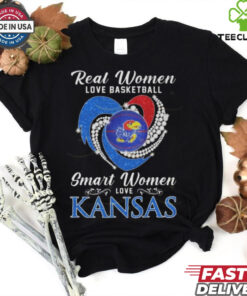 Official Real Women Love Basketball Smart Women Love Kansas Jayhawks Diamond Heart 2024 Shirt