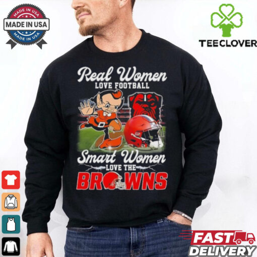Official Real Women Love Football Smart Women Love The Cleveland Browns Football Mascot Shirt