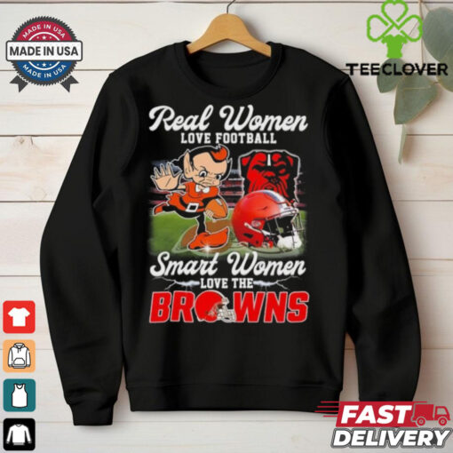 Official Real Women Love Football Smart Women Love The Cleveland Browns Football Mascot Shirt