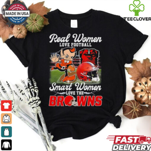 Official Real Women Love Football Smart Women Love The Cleveland Browns Football Mascot Shirt