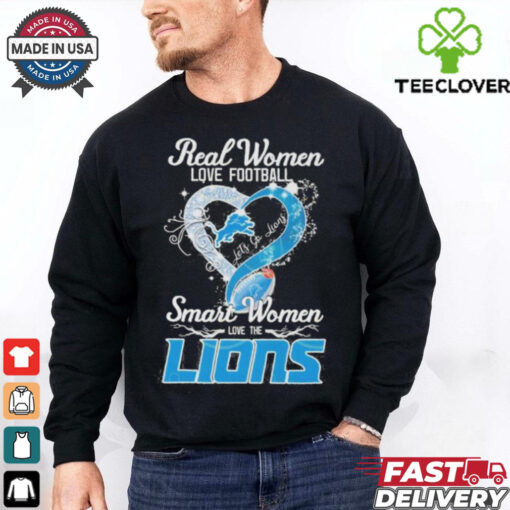 Official Real Women Love Football Smart Women Love The Detroit Lions Heart Diamond shirt
