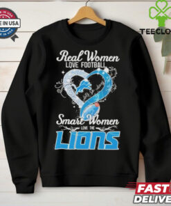 Official Real Women Love Football Smart Women Love The Detroit Lions Heart Diamond shirt