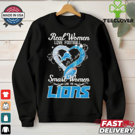 Official Real Women Love Football Smart Women Love The Detroit Lions Heart Diamond shirt