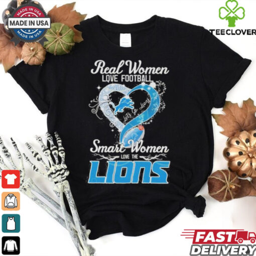 Official Real Women Love Football Smart Women Love The Detroit Lions Heart Diamond shirt