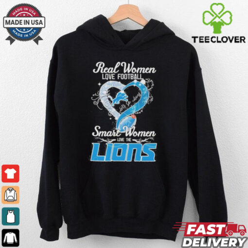 Official Real Women Love Football Smart Women Love The Detroit Lions Heart Diamond shirt
