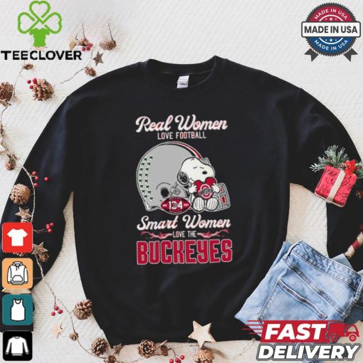 Official Real Women Love Football Smart Women Love The Ohio State Buckeyes X Snoopy Shirt
