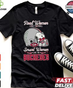 Official Real Women Love Football Smart Women Love The Ohio State Buckeyes X Snoopy Shirt