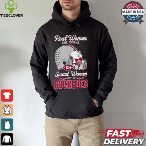 Official Real Women Love Football Smart Women Love The Ohio State Buckeyes X Snoopy Shirt