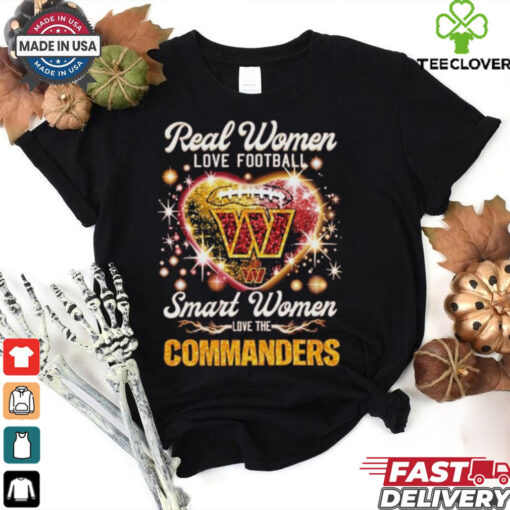 Official Real Women Love Football Smart Women Love The Washington Commanders Redskins Heart Diamond T shirts